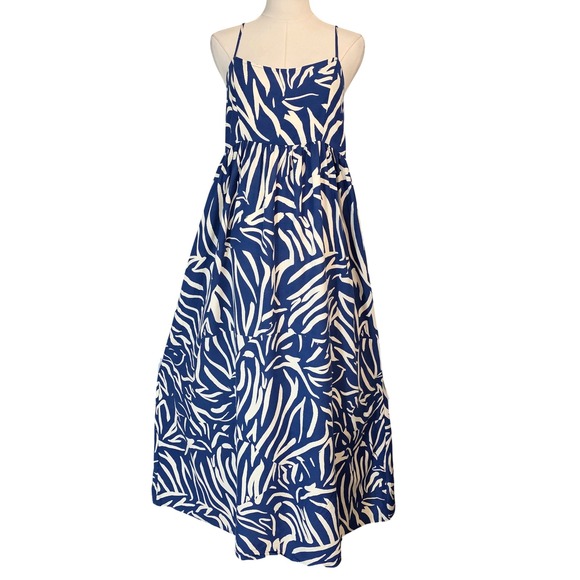 Goa Beachwear by Japna Maxi Dress Womens Medium Blue White Abstract Excellent - Picture 2 of 8